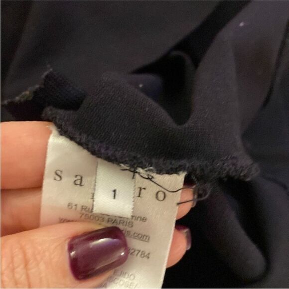 Sandro Elegant Black Cutout genuine leather detailed mini Dress, S - Picture 7 of 8